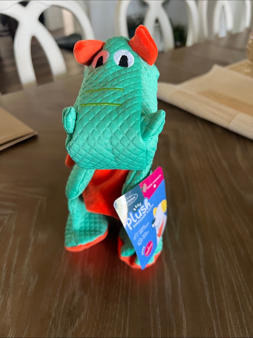 Lush Green & Orange Plush Reptile Pet Toy -